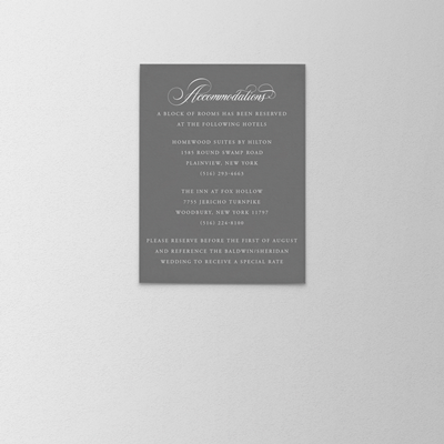 Palacio Accommodations Card